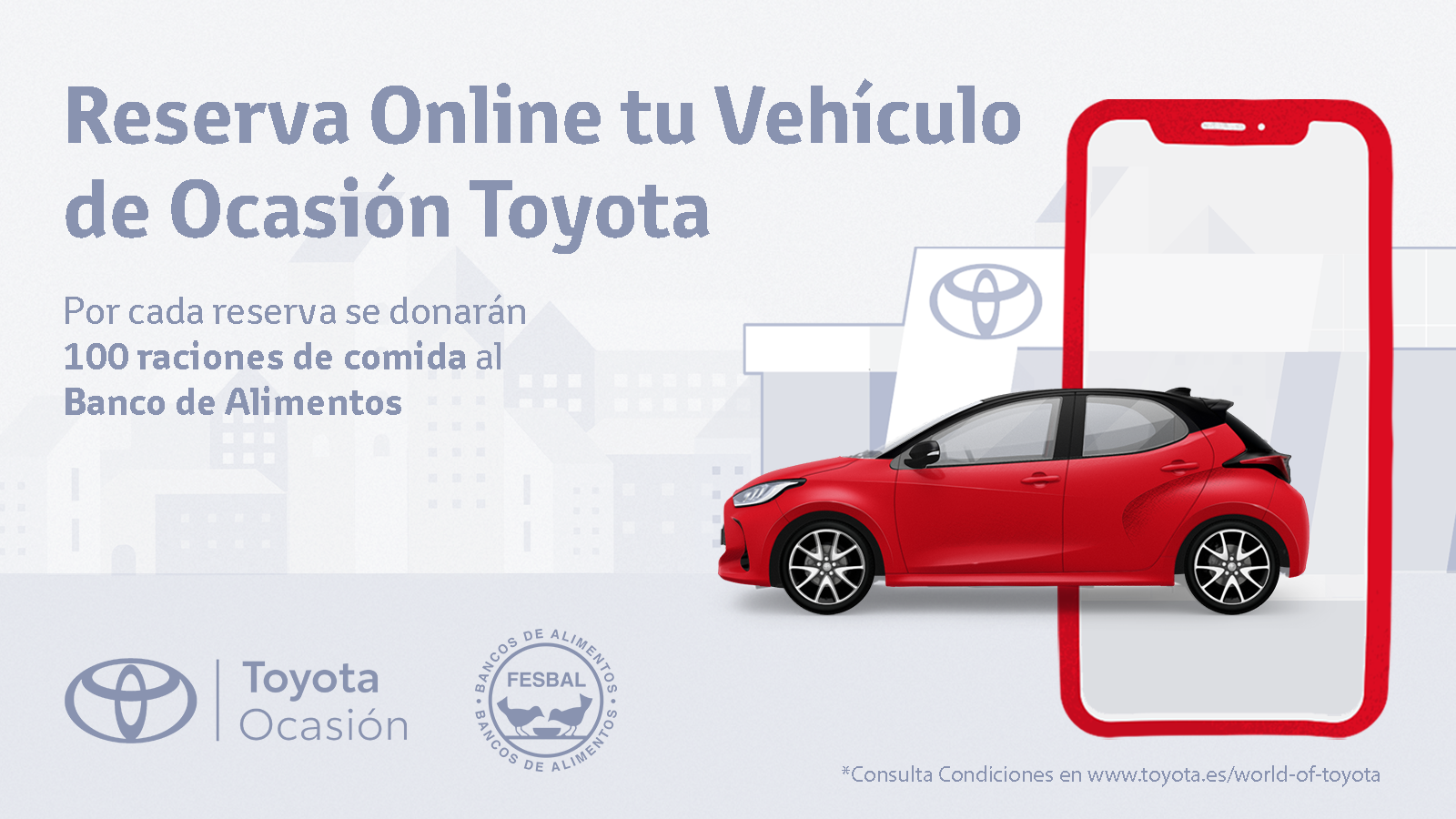 Toyota España donará 100 raciones de comida a bancos de Alimentos por cada VO que venda online